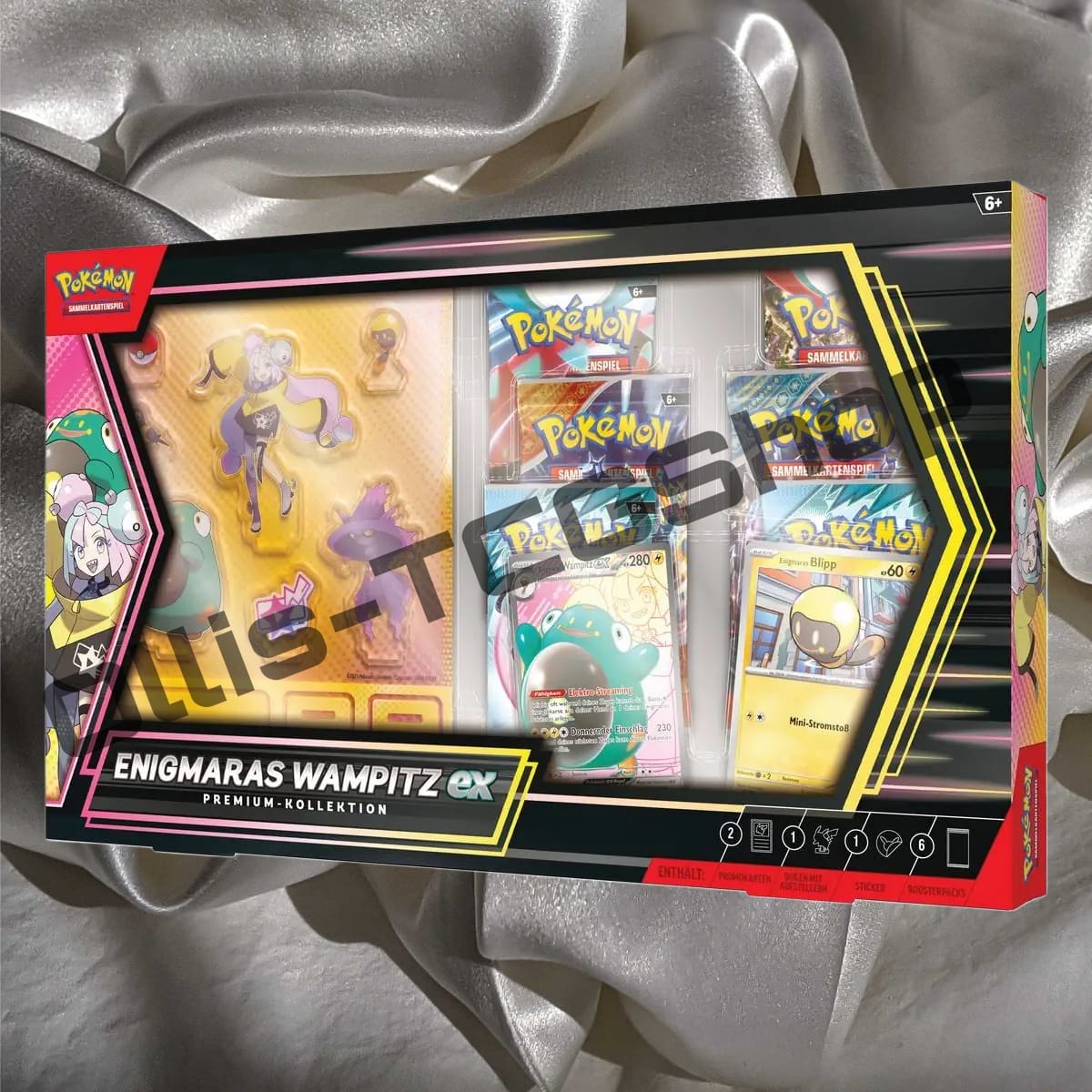 Premium-Kollektion Enigmaras Wampitz-ex (1 holografische Vollbild-Promokarte, 6 Boosterpacks & Kunststoff-Aufsteller)